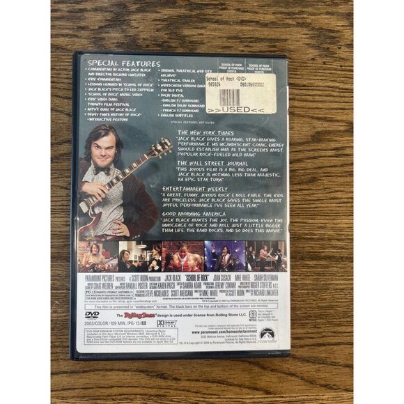 School Of Rock Collectors Edition DVD 2003 Comedy Movie Jack Black Pre-Owned - Picture 2 of 3